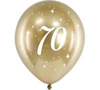 Ballons d'anniversaire glossy, pack de 6, or, 30cm, 18 30 40 50 60 70 80 90, âge:70