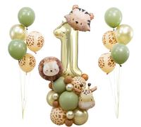 Ballons d'anniversaire Jungle Safari - Ballons en forme d'animal - Décoration de fête d'anniversaire de mariage (chiffre 1)