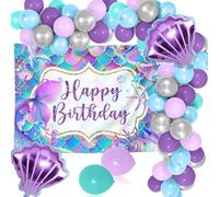 Ballons d'anniversaire sirène décoration d'anniversaire de sirène décorations de fête de plage pour les filles avec des coquillages décorations de fête sous la mer