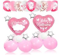 Ballons de baptême - ZOKKO - Lot de 2 - Baptême Fille - Aluminium et Caoutchouc - 10x10x10 cm