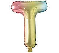 Ballons de baudruche lettres multicolores arc-en-ciel - 40 cm pour anniversaire mariage fête décoration joyeux anniversaire JGA cadeau ballon de baudruche diplôme grand XXL petit garçon (40 cm - T)