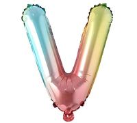 Ballons de baudruche lettres multicolores couleurs arc-en-ciel - 40 cm pour anniversaire mariage fête décoration joyeux anniversaire JGA cadeau ballon de baudruche diplôme grand garçon (40 cm - V)