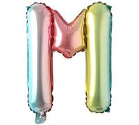 Ballons de baudruche lettres multicolores couleurs arc-en-ciel - 40 cm pour anniversaire mariage fête décoration joyeux anniversaire JGA cadeau ballon de baudruche diplôme grand garçon (40 cm - M)