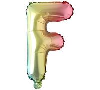 Ballons de baudruche lettres multicolores couleurs arc-en-ciel - 40 cm pour anniversaire mariage fête décoration joyeux anniversaire JGA cadeau ballon de baudruche diplôme grand garçon (40 cm - F)