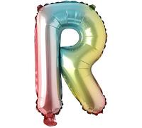 Ballons de baudruche lettres multicolores couleurs arc-en-ciel - 40 cm pour anniversaire mariage fête décoration joyeux anniversaire JGA cadeau ballon de baudruche diplôme grand garçon (40 cm - R)