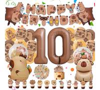 Ballons de fête Capybara, Ballon décoratif d'anniversaire Capybara 10 ans, Ballons Capybara mignons sur le thème du dessin animé, Ballon aluminium Capybara pour fête d'enfants, fête d'anniversaire