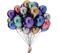 Ballons de fête chromés métalliques brillants en latex 100% naturel, assortis et multicolores, en paquets de 25 50 100.