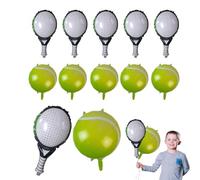 Ballons De Fête Sur Le Thème Du Tennis - Ensemble De 12 Ballons De Raquette En Aluminium Pour Balle De Tennis, Fournitures De Fête Sportive | Ballon De Tenni Décoratifs Au Design Moderne Et Créatif,