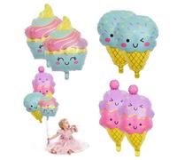 Ballons de feuille de crème glacée Ballon cône crème glacée mignonne Ballon fleuret fête fête pour décor d'été 6pcs