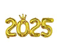 Ballons de fin d'année 2025 décoration - Ballons de Noël décoratifs pour adultes - Ballons de Noël décoratifs pour adultes - Ballons de Nouvel An 2025 dorés avec couronne - 80 x 30 x 8 cm