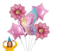 Ballons de fleurs en papier aluminium : 12 ballons colorés papillons et feuilles, décorations de fête à l'hélium, réutilisables | Anniversaire, Shower