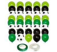 Ballons de football 40 pièces, 2 rouleaux de rubans, ballons de décoration d'anniversaire, ballons de football de fête, ballons de football en latex