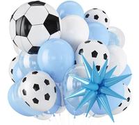 Ballons de football bleu et blanc de 30,5 cm avec ballon de football de 55,9 cm et étoile bleu clair pour garçons et hommes - ballons de football pour anniversaire, sport - décorations de fête sur le