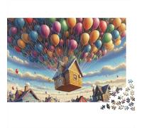 Ballons de Maison Volante 1000 Teile Puzzle 1000 Teile Für Erwachsene Dickes Karton Brain Training Stressabbau Wanddekoration Heimdekoration Partyspiel 52x38cm/1000pcs