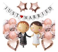 Ballons de mariage Décoration de mariage Just Married, Décoration de mariage Or rose, Ballon Couple de mariée Ballon en aluminium