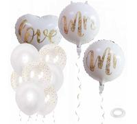 Ballons de mariage Mr & Mrs - Blanc - En forme de cœur - En aluminium - Pour demande en mariage, anniversaire, Saint-Valentin, fête