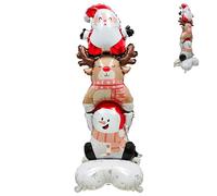 Ballons de Noël 150 cm Père Noël debout, élan, bonhomme de neige tout-en-un, grand ballon en aluminium avec nœud en forme de canne à sucre d'orge, fournitures de décoration de fête sur le thème de