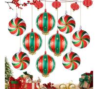 Ballons de Noël - 9 pièces décorations à thème rouge vert or | Ballons de boule à suspendre pour les bonbons de Noël, les fêtes scolaires et les fêtes