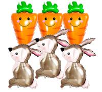 Ballons de Pâques, 6 Pièces Ballons Fete de Pâques, Mignon Lapin Carotte Balloon, Intéressant Helium Ballon pour Fête de Joyeuses Pâques Décoration Accessoires