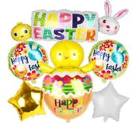 Ballons de Pâques, 6 Pièces Ballons Fete de Pâques, Mignon Lapin Poulet Oeuf de Pâques Balloon, Intéressant Helium Ballon pour Fête de Pâques Décoration Accessoires