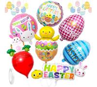 Ballons de Pâques en aluminium - ZOKKO - Lapin - 7 pièces - Multicolore - 20x0,6x30 cm - Pour intérieur et extérieur