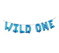 Ballons de premier anniversaire pour enfant - 40,6 cm - Wild One - Kit de décoration d'anniversaire - Lettres en aluminium - Bannière de ballons - Fournitures de 1er anniversaire - Décorations de 1er anniversaire - Bleu