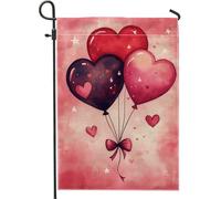 Ballons de Saint-Valentin en forme de cœur - Drapeau de jardin - Décoration extérieure en toile de jute double face pour fête saisonnière - 30,5 x 45,7 cm