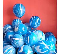 Ballons de teinture à cravate bleus 30pcs ballon tourbillonnants en latex en marbre 12 pouces pour les fournitures de fête d'anniversaire de teinture à cravate,bachelorette,décorations de fête hippie