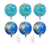 Ballons De Terre 6 Pièces, 2 Rouleaux De Ruban, Ballons Ronds En Aluminium, Ballons De Terre 4D, Ballons De Décoration De Fête
