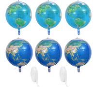 Ballons De Terre 6 Pièces,2 Rouleaux De Ruban,Ballons Ronds En Aluminium,Ballons De Terre 4d,Ballons De Décoration De Fête