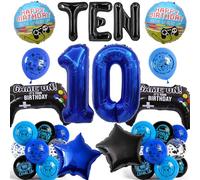 Ballons décoratifs d'anniversaire de jeu vidéo - Ensemble de décoration pour 10e anniversaire avec manette de jeu - Ballon géant en aluminium en forme de chiffre pour joueurs de 10 ans - Fournitures