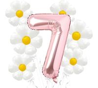 Ballons décoratifs d'anniversaire en forme de marguerite - 101,6 cm - Mylar or rose en forme de chiffre 7 - Ballons pour décoration de fête d'anniversaire - Décorations de fête d'anniversaire