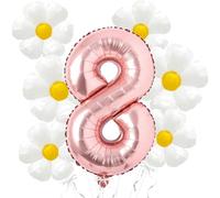 Ballons décoratifs d'anniversaire en forme de marguerite - 101,6 cm - Mylar or rose en forme de chiffre 8 - Ballons pour décoration de fête d'anniversaire