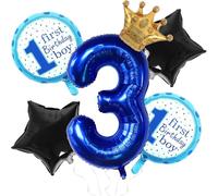 Ballons décoratifs de 101,6 cm pour 3e anniversaire de bébé garçon sur le thème du patron, décorations de fête d'anniversaire en aluminium Mylar pour bébé patron, décoration d'anniversaire
