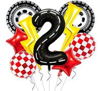 Ballons décoratifs de fête d'anniversaire en forme de voiture de course éclair de 76,2 cm - Grand ballon en aluminium pour 2ème anniversaire sur le thème des voitures de course - 101,6 cm