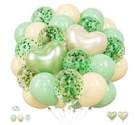 Ballons décoratifs de fête en forme de cœur vert olive sauge, ensemble de ballons en aluminium et latex en forme de cœur pour fête prénatale, fête d'anniversaire neutre, thème Wild One, mariage
