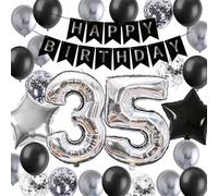 Ballons décoratifs pour 35e anniversaire pour homme, bannière 35e anniversaire en forme de chiffre 35 ans en latex et feuille d'aluminium pour homme, lui, mari, Cheers to 35 ans (35e)