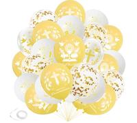 Ballons décoratifs pour première communion - Ensemble de ballons dorés pour première communion avec croix colombe et ballons confettis, fournitures de fête de baptême, confirmation
