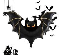 Ballons d'Halloween chauve-souris noirs de 150 cm - Grand ballon en aluminium pour fournitures de fête d'Halloween, décorations d'anniversaire effrayantes