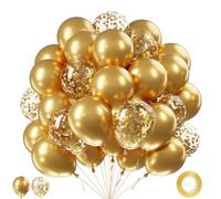 Ballons Doré Confettis Métallique, 62 Pièces Ballons Anniversaire Or, Ballon de Baudruche Doré, Ballon Helium D'or pour Anniversaire Mariage Diplome Baby Shower Bride Retraite Evjf Nouvel An Communion