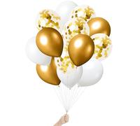 Ballons dorés et confettis - Respectueux de l'environnement et biodégradables - 100 % latex naturel - Ballons colorés pour anniversaires, mariages et anniversaires de mariage