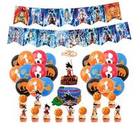 Ballons Dragon Ball Anniversaire Fête Décoration Dragon Ball Ballons Bannière Joyeux Anniversaire Déco Topper de Gâteau pour [304]