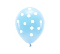 Ballons écologiques PartyDeco 33 cm BLEU pastel à pois, lot de 6