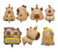 Ballons en aluminium 7 pièces, ballons Capybara mignons, décorations d'anniversaire sur le thème des animaux pour fête prénatale, fournitures de fête de révélation du sexe