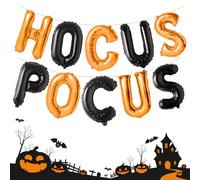 Ballons en aluminium avec lettres d'Halloween HOCUS POCUS de 40,6 cm - Décoration de fête - Ballons effrayants 3D en aluminium - Ballons citrouille d'Halloween pour horreur d'Halloween