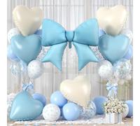 Ballons en aluminium avec nœud bleu layette, ballons en aluminium pour décoration de fête d'anniversaire, fête prénatale, Saint-Valentin