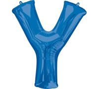 Ballons en aluminium bleu en forme de lettre Y 86 cm
