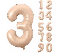 Ballons en aluminium * Caramel * Chiffres 0 à 9 comme décoration pour anniversaire et fête | 80 cm | Caramel Rose mat chiffres anniversaire enfant Décoration de fête ballon ballon édition 3ème