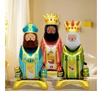 Ballons en aluminium Cartoon King, 3 pièces de ballons debout en forme de roi, ensemble gonflable vibrant, décoration de fête de Noël, sûr et sans odeur, pour la célébration de la maison, la réunion
