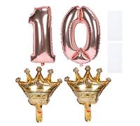 Ballons en Aluminium Chiffres Rose Gold, 2 Pièces avec Couronnes et Autocollants, 72,5x32,5 cm - Décoration Brillante et Durable, Idéal Anniversaire et Fêtes Festives